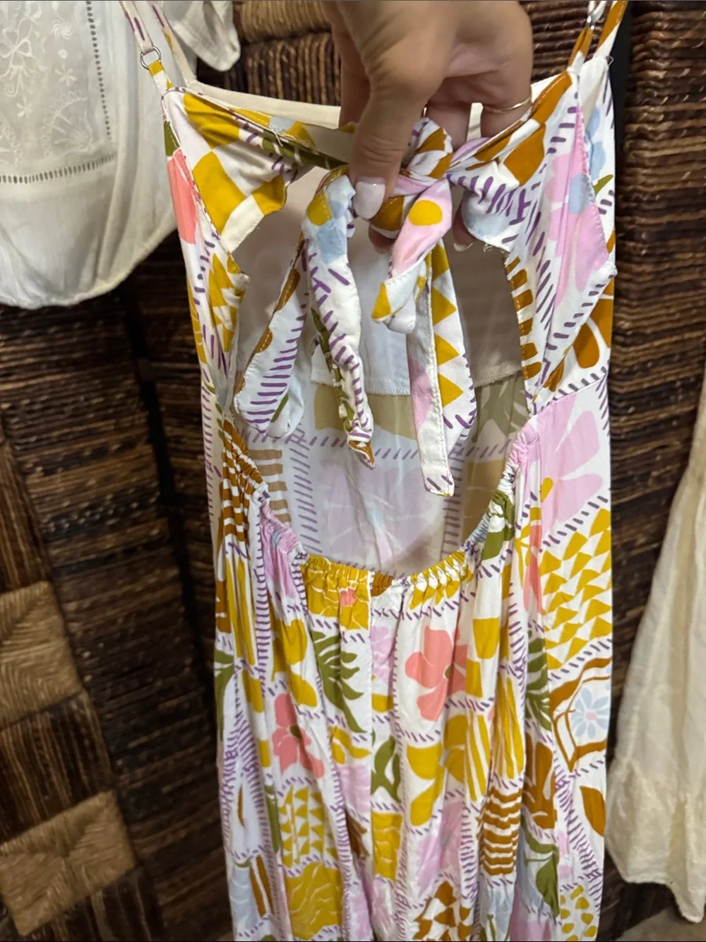 Maxi Slip Skirt in Pink, Mustard & Green Patchwork Print